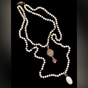 Katia Designs “All Is Well” Necklace – Amazonite Beads & White Stone Pendant